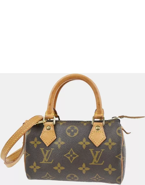 Louis Vuitton Brown Canvas Mini Speedy Satchel Bag