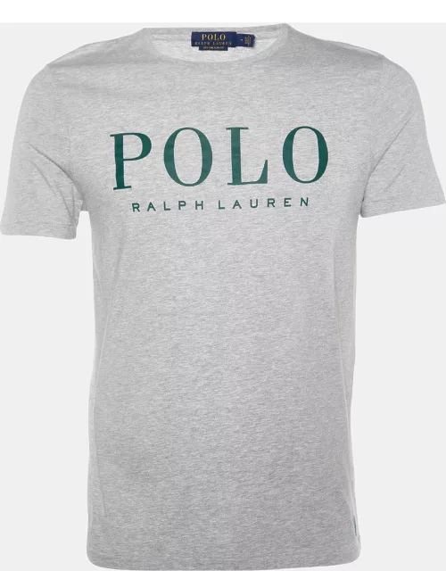 Polo Ralph Lauren Grey Logo Print Cotton Custom Slim Fit T-Shirt