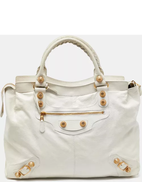 Balenciaga Off White Leather RTT GGH Bag