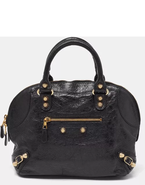 Balenciaga Black Leather RGH Bowler Bag