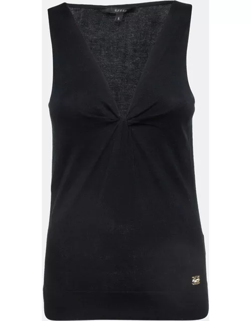Gucci Black Cotton Twisted Detail Tank Top