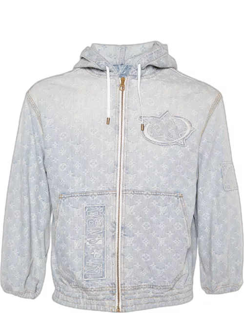 Louis Vuitton X NBA Blue Monogram Denim Hooded Jacket