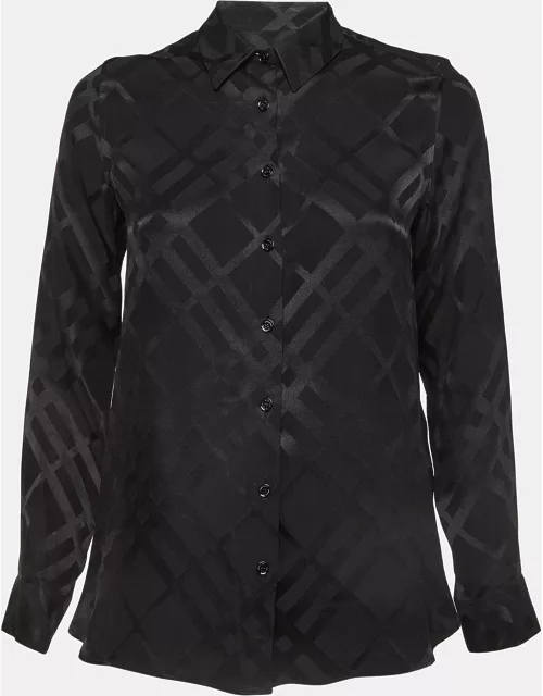 Burberry Black Check Pattern Silk Shirt