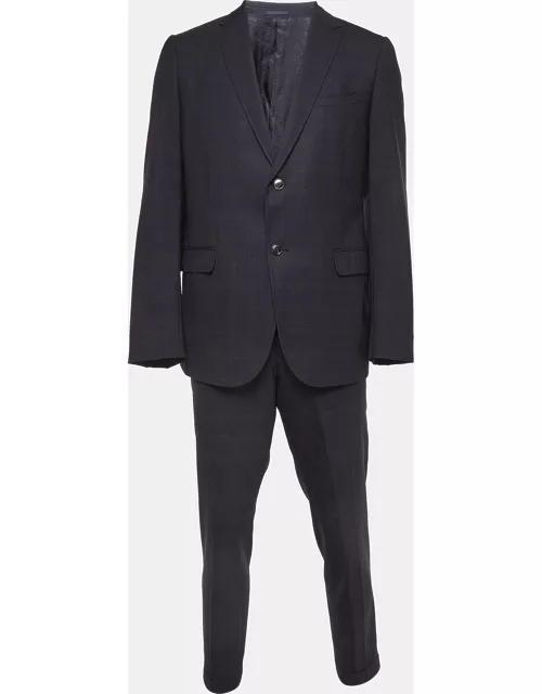 Gucci Navy Blue Checked Wool Pants Suit