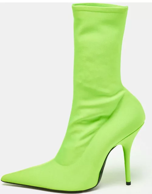Balenciaga Green Fabric Knife Ankle Boot