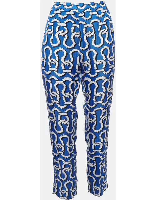 Kenzo Blue Print Silk Elasticated Waist Pants