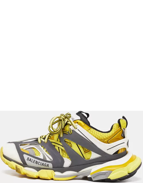 Balenciaga Yellow/Grey Faux Leather and Mesh Track Low Top Sneaker