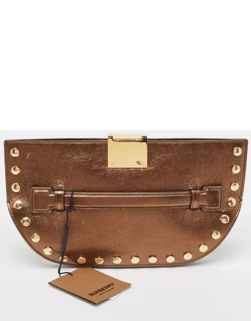 Burberry Bronze Leather Studded Olympia Clutch