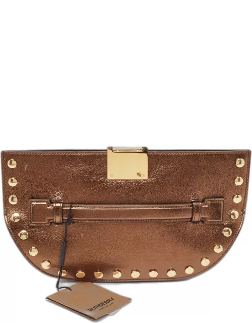 Burberry Bronze Leather Studded Olympia Clutch