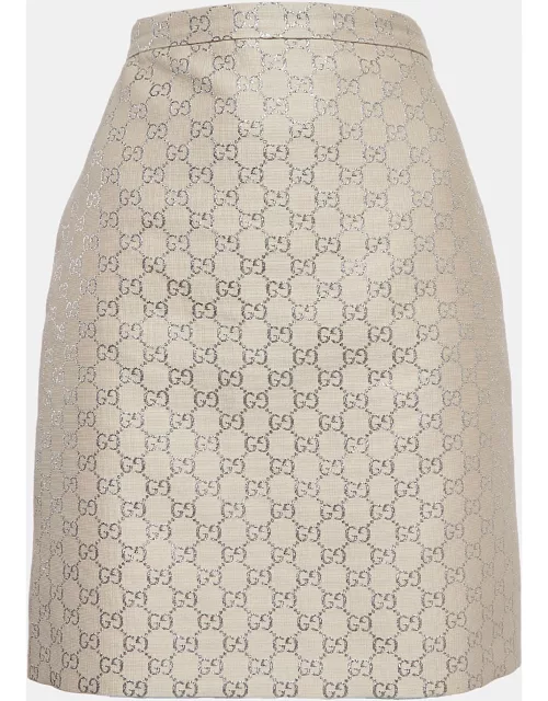 Gucci Cream GG Jacquard Wool Blend Mini Skirt