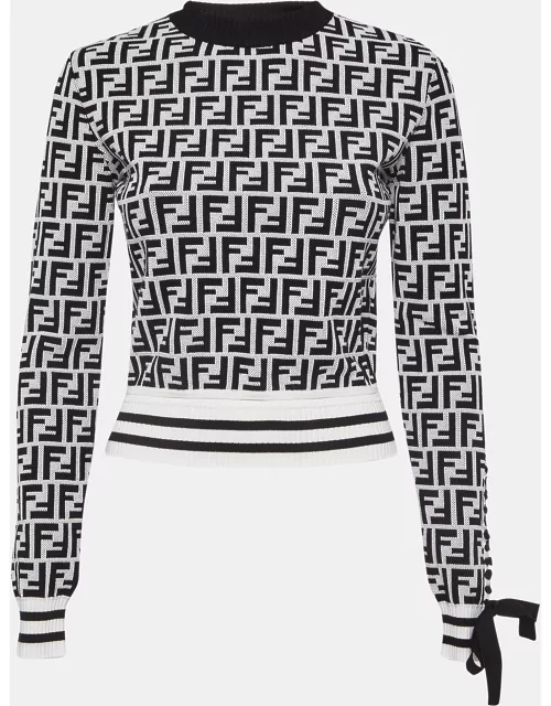 Fendi Monochrome Zucca Jacquard Knit Cut-Out Sweatshirt