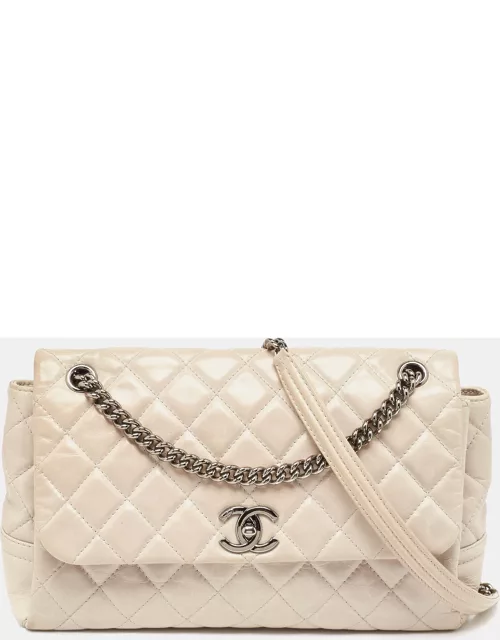 Chanel Light Grey Quilted Leather Lady Pearly Flap Bag