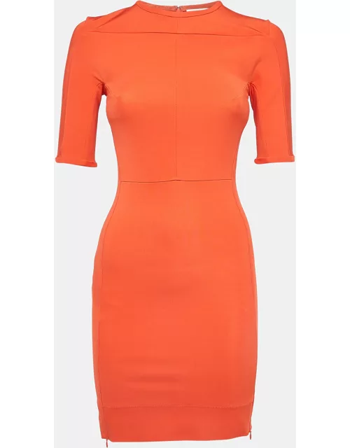 Diane Von Furstenberg Orange Stretch Knit Bodycon Mini Dress