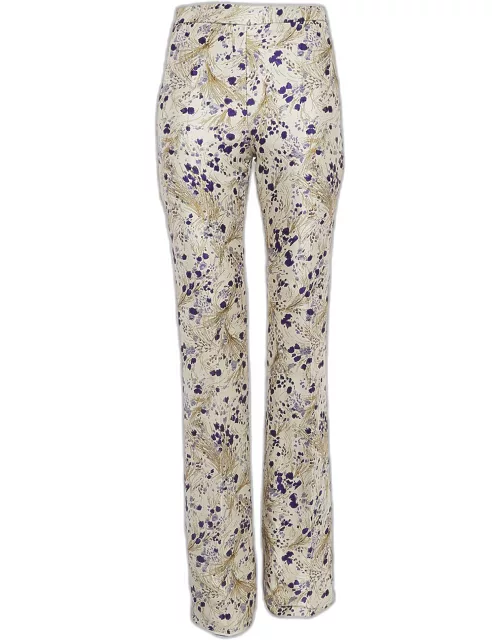 Giambattista Valli Off-White Floral Jacquard Flared Trousers