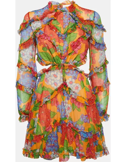 Zimmermann Multicolor Floral Riders Frill Mini Dress