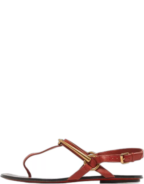 Gucci Red Leather Thong Sligback Sandal