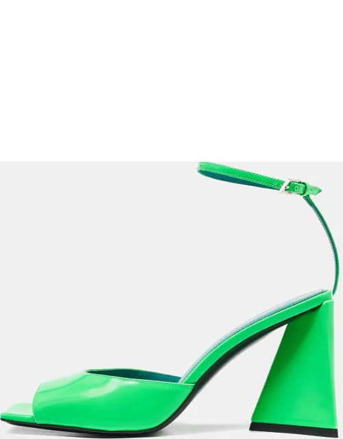 The Attico Green Patent Leather Devon Ankle Strap Sandal