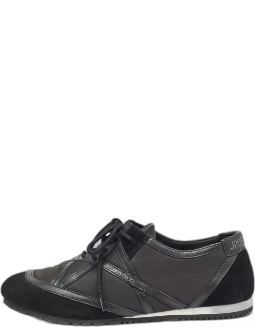 Jimmy Choo Black Suede and Leather Lace Up Sneaker