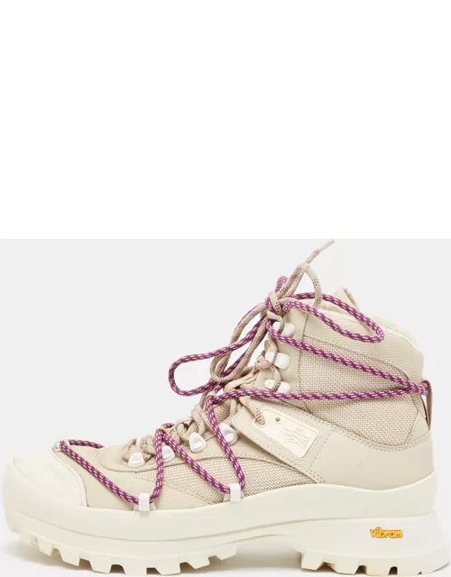 Moncler Beige Mesh and Leather Hiking Boot