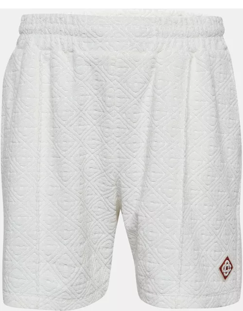 Casablanca White Embossed Terry Cotton Shorts
