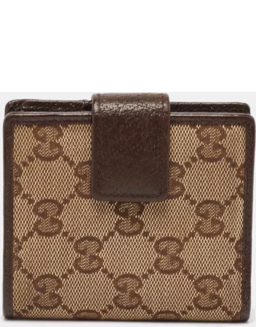 Gucci Beige/Brown GG Canvas and Leather Flap Bifold Wallet