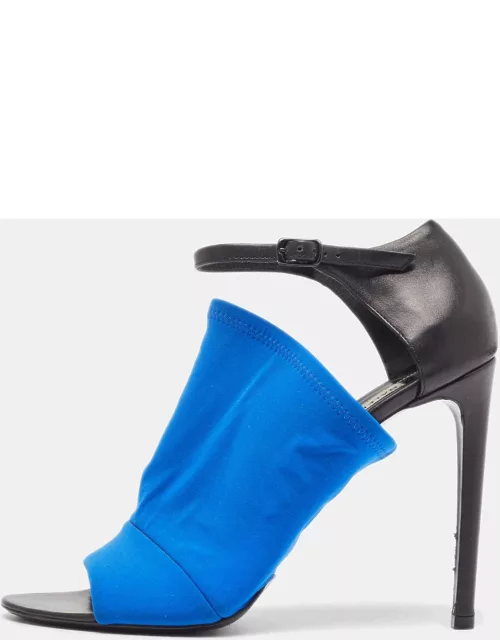 Balenciaga Blue/Black Neoprene and Leather Glove Sandal