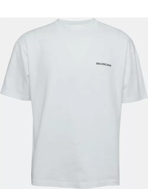 Balenciaga White Printed Cotton Knit T-Shirt