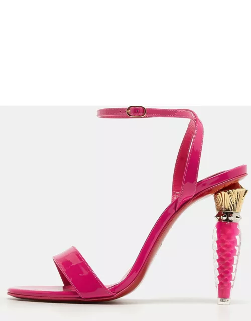Christian Louboutin Pink Patent Lipgloss Ankle Strap Sandal