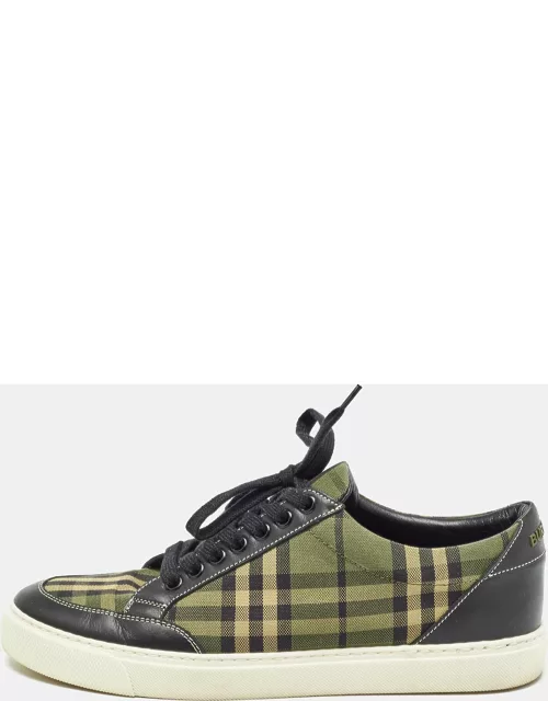 Burberry Green/Black Check Canvas and Leather Low Top Sneaker