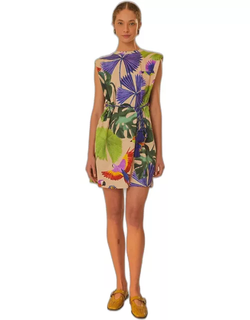 Sand Macaw Jungle Organic Cotton T-Shirt Dress, MACAW JUNGLE SAND /