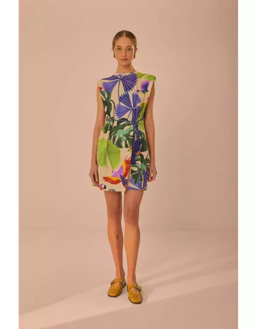 Sand Macaw Jungle Organic Cotton T-Shirt Dress, MACAW JUNGLE SAND /