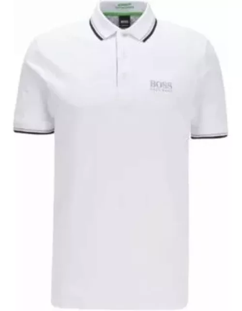 Polo shirt in cotton-blend piqu with S.Caf- White Men's Polo Shirt