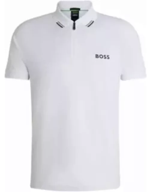 BOSS x Matteo Berrettini polo shirt with popcorn stripe- White Men's Polo Shirt