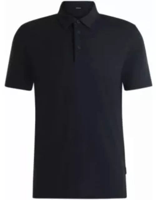 Slim-fit polo shirt with striped collar- Dark Blue Men's Polo Shirt
