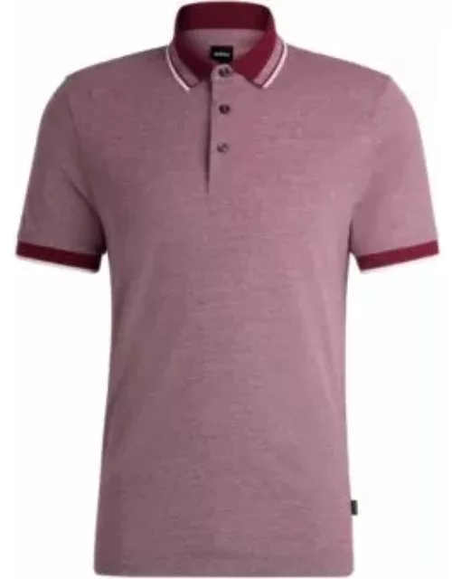 Oxford-cotton-piqu polo shirt with logo detail- Dark Red Men's Polo Shirt