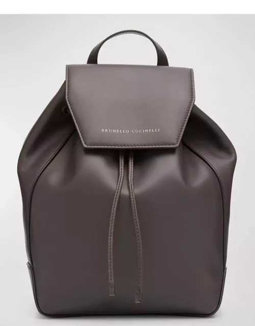 Flap Calfskin Leather Backpack