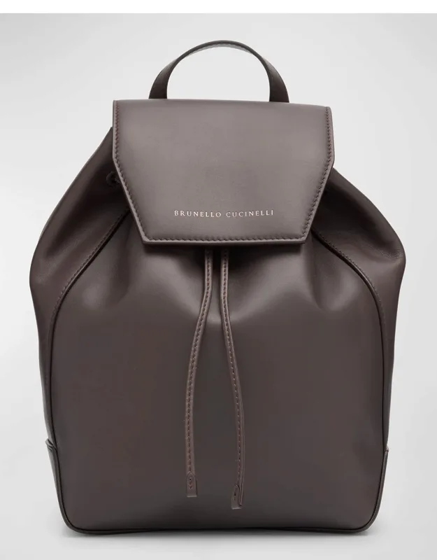 Flap Calfskin Leather Backpack