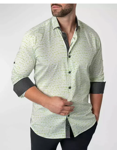 Men's Contrast-Reverse Patterned Dress Shirt