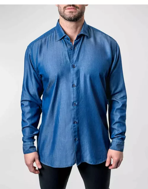 Men's Fibonacci Shiny Denim Dress Shirt