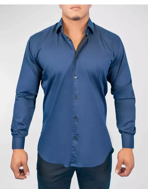 Men's Fibonacci Dark Denim Dress Shirt