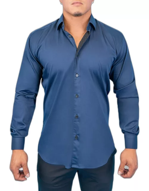 Men's Fibonacci Dark Denim Dress Shirt