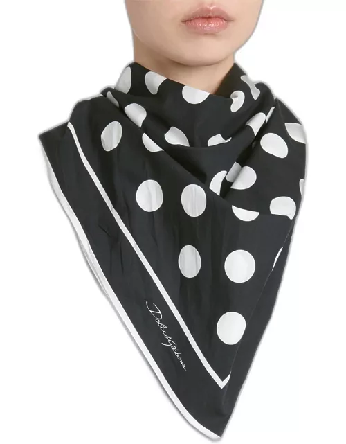 Polka-Dot Cotton Square Scarf