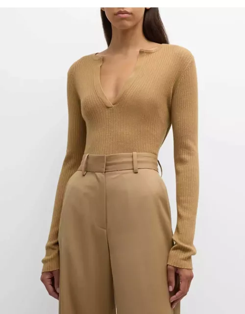 Urlo V-Neck Long-Sleeve Silk-Cashmere Rib Sweater