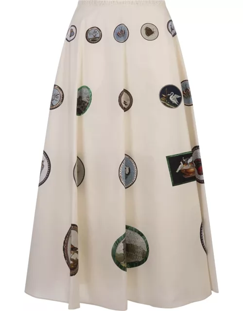 Giambattista Valli White Midi Skirt With Micromosaic Print