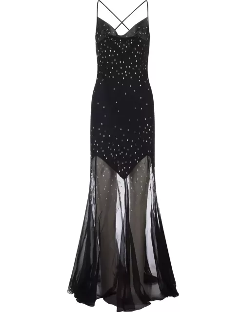 Paco Rabanne Long Black Dress With Crystal