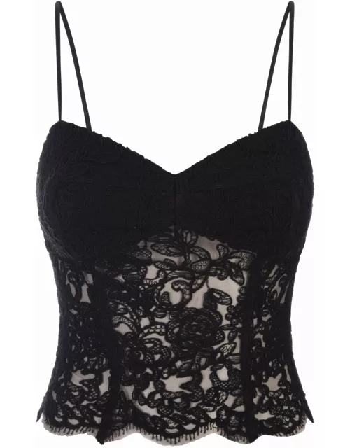 Ermanno Scervino Black Bustier Top With Lace