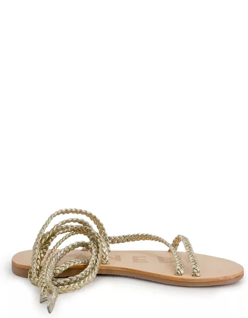 Manebi Leather Sandals Tie-up Multi Braid Bands Canyon