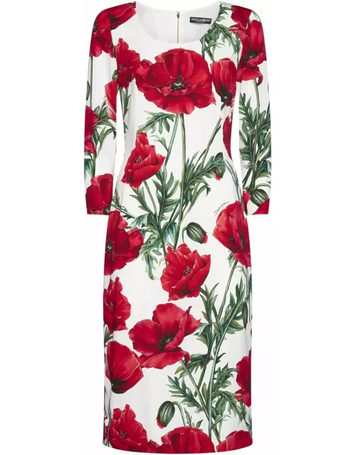 Dolce & Gabbana Floral Print Silk Sheath-dres