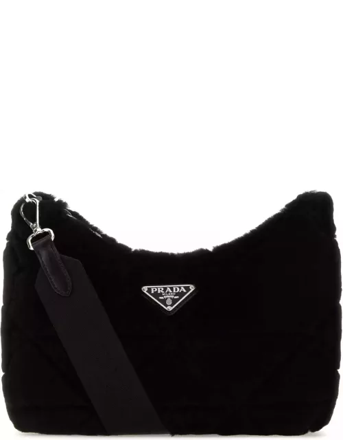 Prada Black Shearling Shoulder Bag