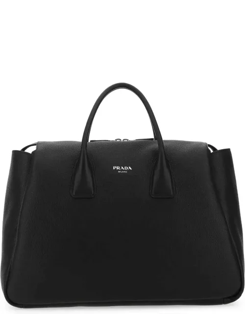 Prada Black Leather Travel Bag